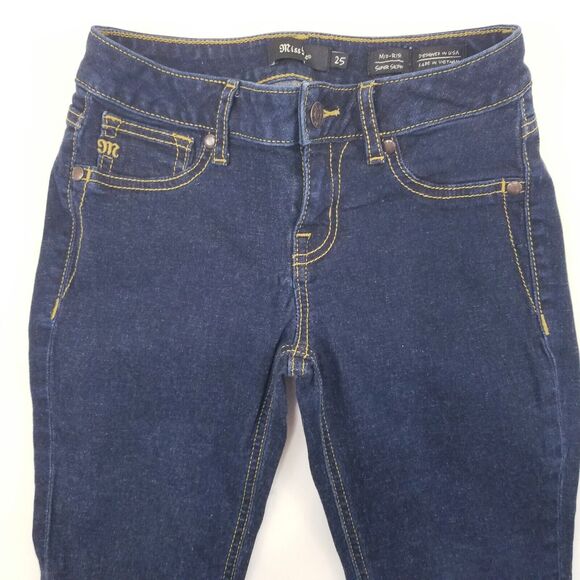 Miss Me Mid Rise Super Skinny Wms Jeans Size 25 Blue Dark Denim Simple FLAW - Picture 7 of 13